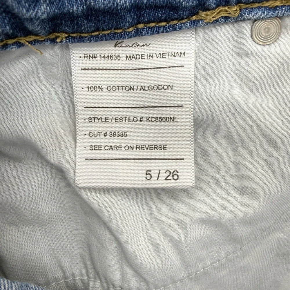 Kancan Denim Shorts Womens 5/26 Blue Distressed High Rise Raw Hem‎ Summer